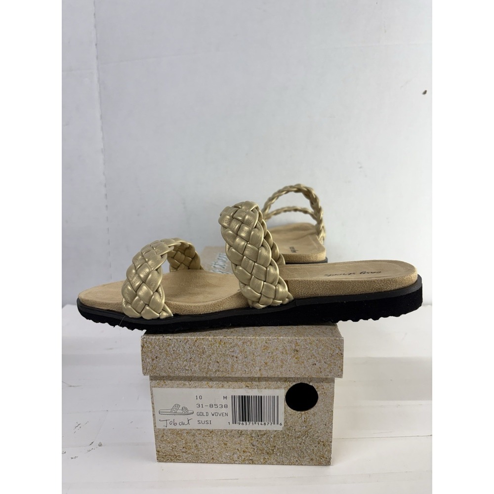EASY STREET Women's Gold Woven Lightweight Susi Toe Slip On Slide Sandals Sz 10M - Picture 2 of 6